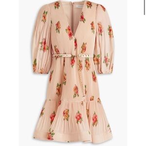 ZIMMERMANN
Fluted floral-print plissé-organza mini dress